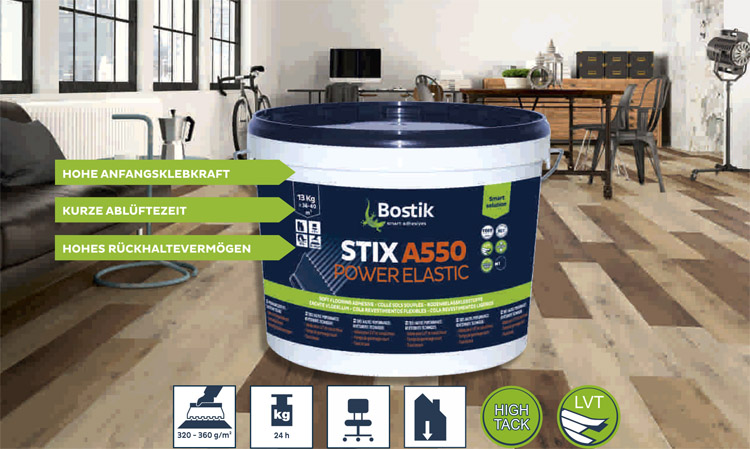 Boden4you Bostik Stix A550 Power Elastic Klebstoff Fur Designbelage Als Lvt Planken Fliesen Und Pvc Cv