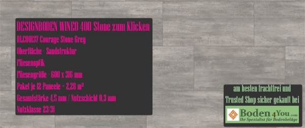 Wineo 400 Stone zum Klicken DLC00137 Courage Stone Grey @ Boden4You.com Vinyl Design Bodenbelag günstig und Trusted Shop sicher kaufen