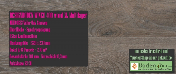 WINEO Windmöller 400 XL Multilayer www.Boden4You.com Multilayer Valor Oak Smokey Bodenbelag PVC LVT Bad Wohnen Arbeiten kleben günstig frachtfrei TÜV Trusted Shop sicher kaufen Designvinyl