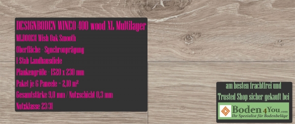 WINEO Windmöller 400 XL Multilayer www.Boden4You.com Multilayer Wish Oak Smooth Bodenbelag PVC LVT Bad Wohnen Arbeiten kleben günstig frachtfrei TÜV Trusted Shop sicher kaufen Designvinyl